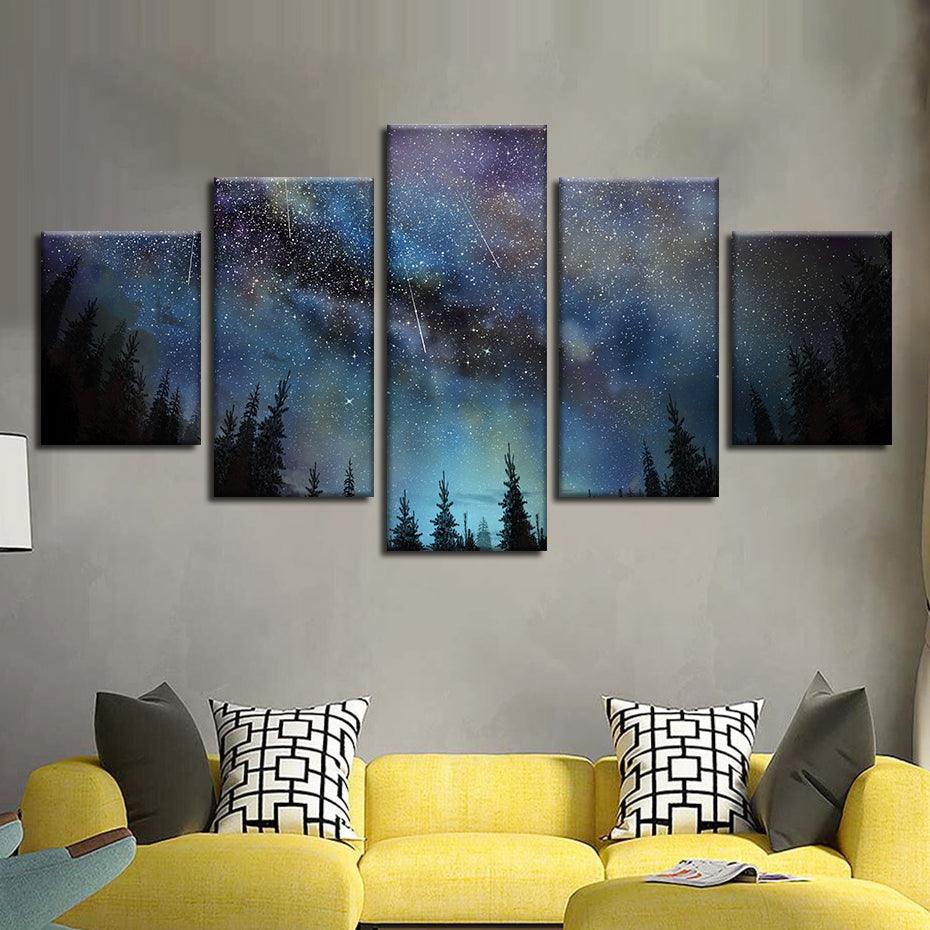 Stunning Starry Sky 5 Piece HD Multi Panel Canvas Wall Art Frame - Original Frame