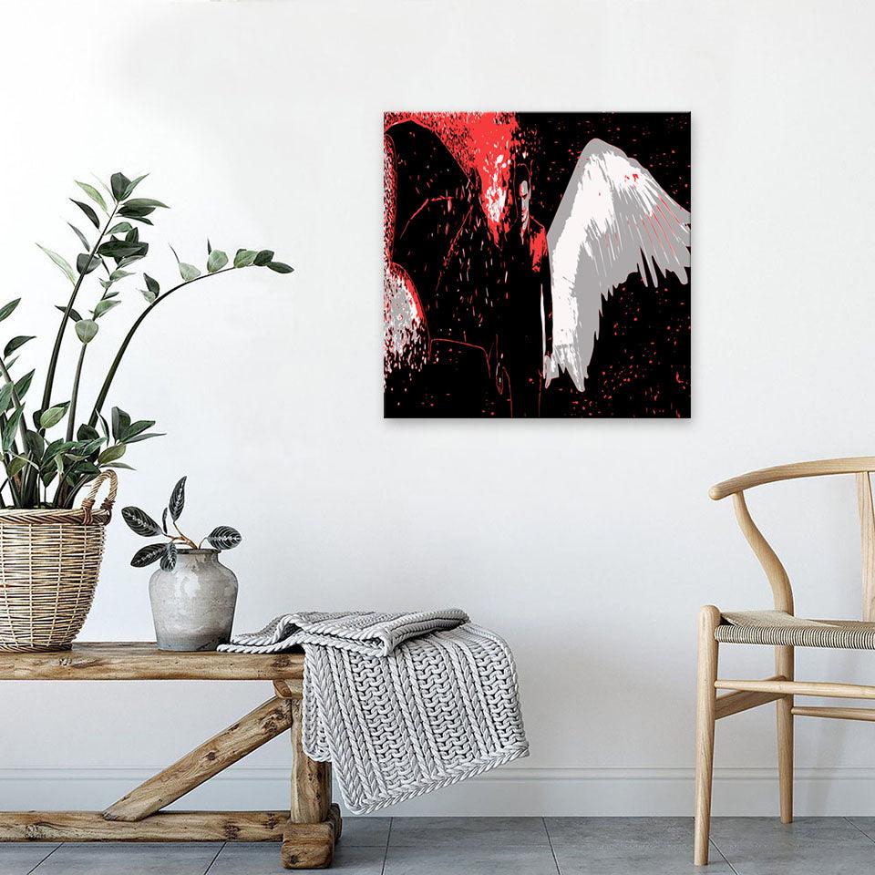 Black & Red Lucifer´s 1 Piece HD Multi Panel Canvas Wall Art Frame - Original Frame