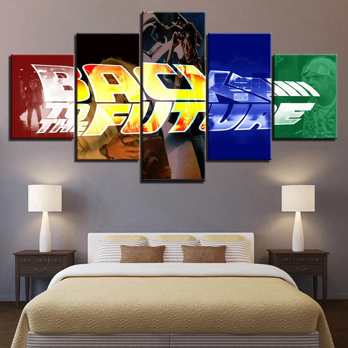 Back To The Future 5 Piece HD Multi Panel Canvas Wall Art Frame - Original Frame