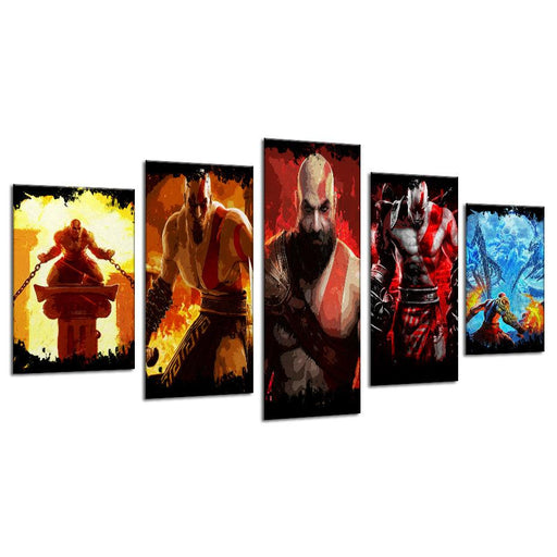 God Of Wars 5 Piece HD Multi Panel Canvas Wall Art Frame - Original Frame