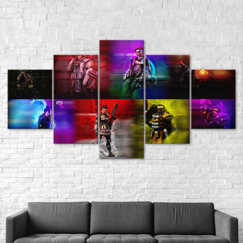 Apex Legends Bright Shine Multi Character 5 Piece HD Wall Art Frame - Original Frame