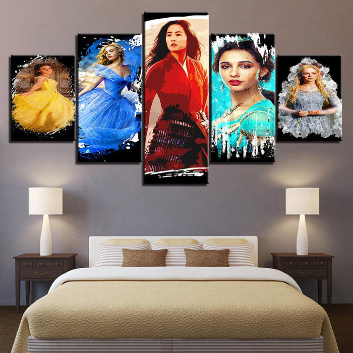 The Disney Live Action Princesses 5 Piece HD Multi Panel Canvas Wall Art Frame - Original Frame