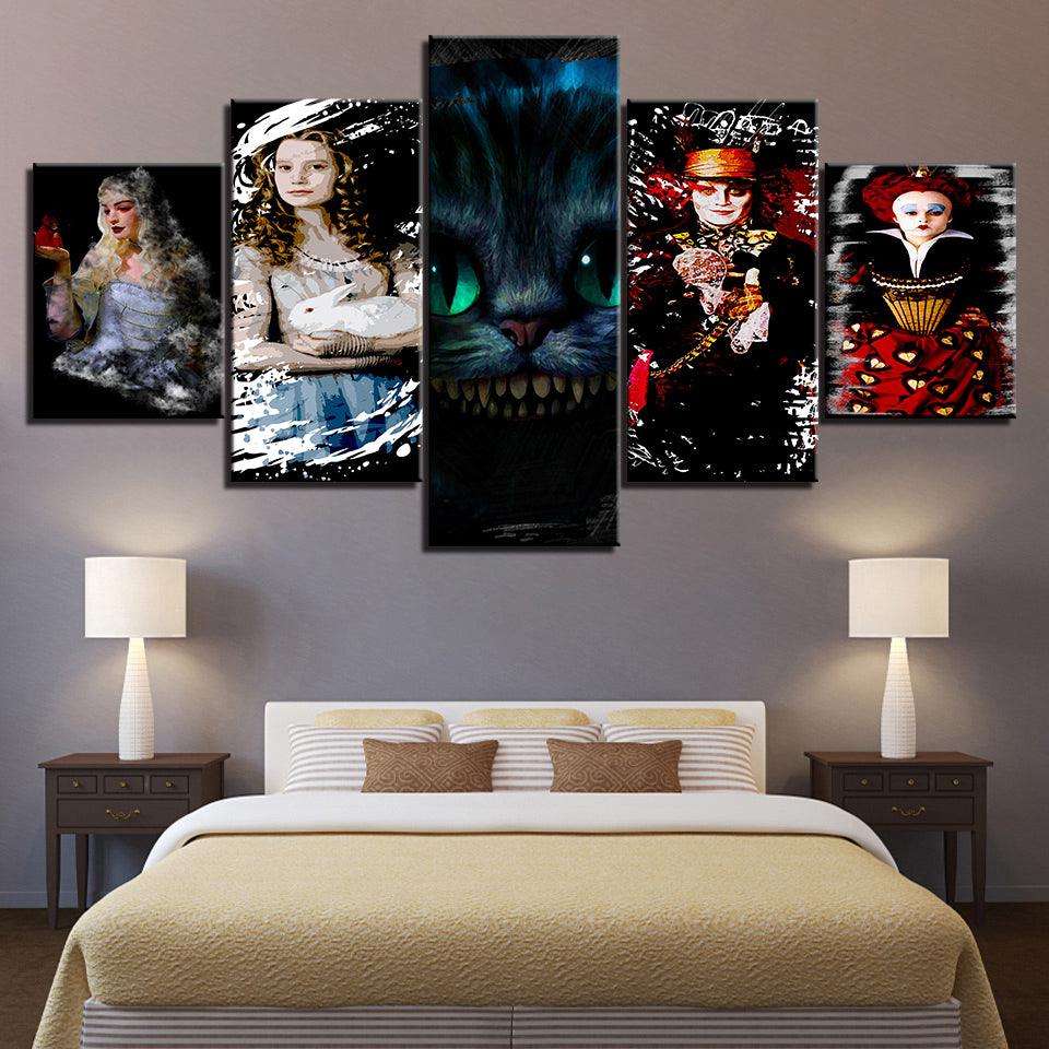 Alice In Wonderland 5 Piece HD Multi Panel Canvas Wall Art Frame - Original Frame