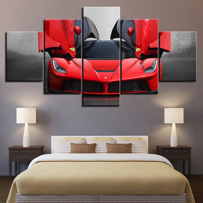 Luxury Ferrari Car 5 Piece HD Multi Panel Canvas Wall Art Frame - Original Frame