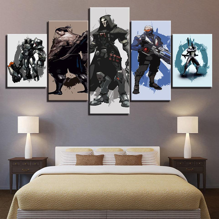 The Killer Team Cartoon 5 Piece HD Multi Panel Canvas Wall Art Frame - Original Frame