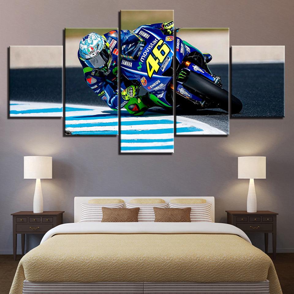 Motorcycle Race 5 Piece HD Multi Panel Canvas Wall Art Frame - Original Frame