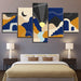 The Abstract Moon And Sun 5 Piece HD Multi Panel Canvas Wall Art Frame - Original Frame