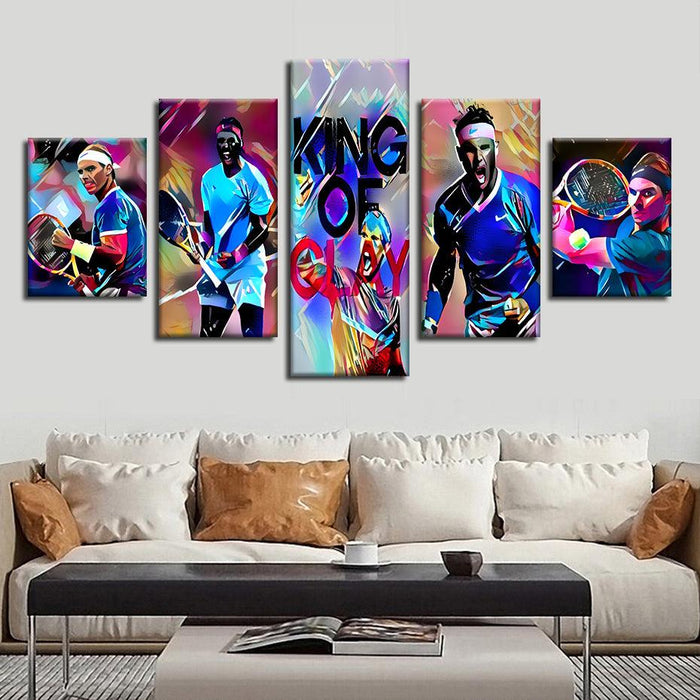 Rafael Nadal 5 Piece HD Multi Panel Canvas Wall Art - Original Frame