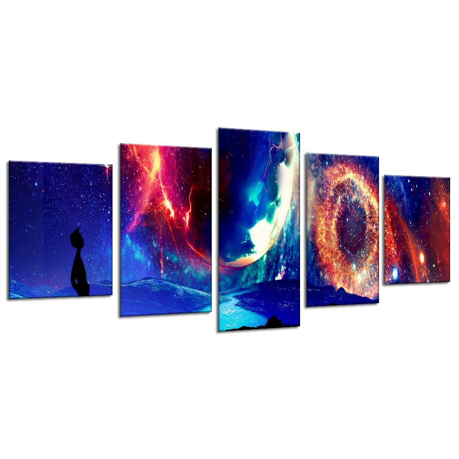 Galaxy Sky 5 Piece HD Multi Panel Canvas Wall Art Frame - Original Frame