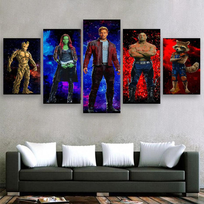 Guardians Of The Galaxy 5 Piece HD Multi Panel Canvas Wall Art - Original Frame