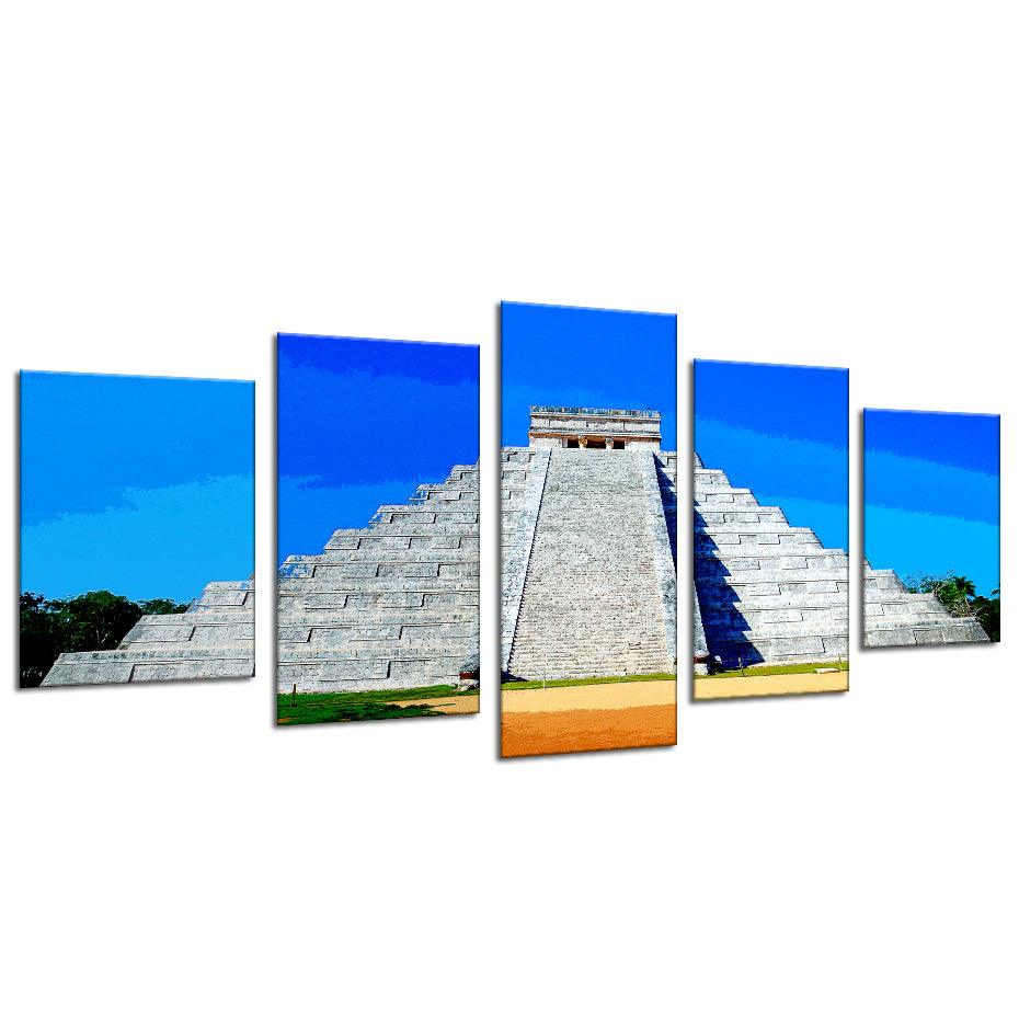 Chichen-Itza 5 Piece HD Multi Panel Canvas Wall Art Frame - Original Frame