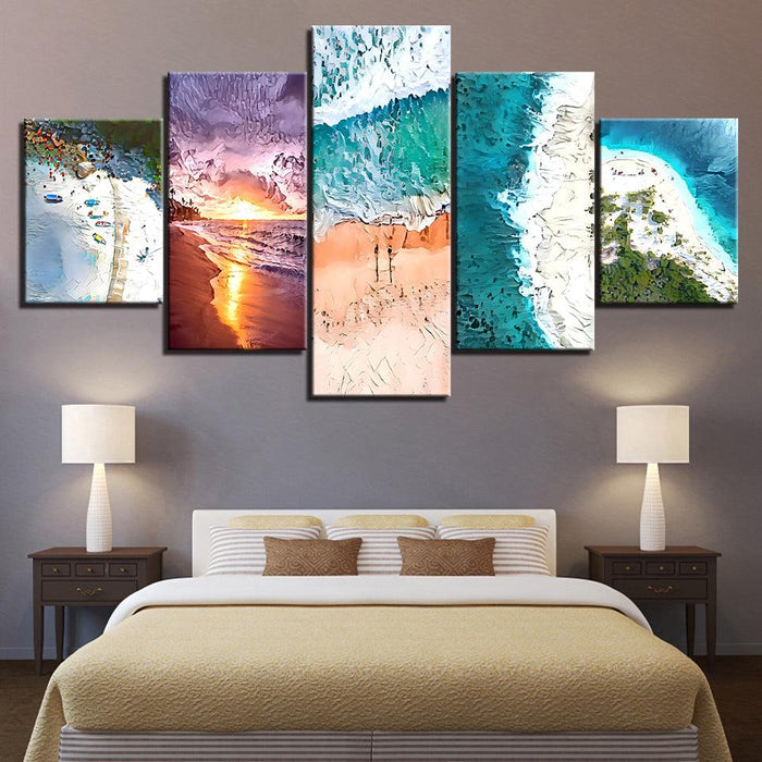 The Abstract Beaches Collection 5 Piece HD Multi Panel Canvas Wall Art Frame