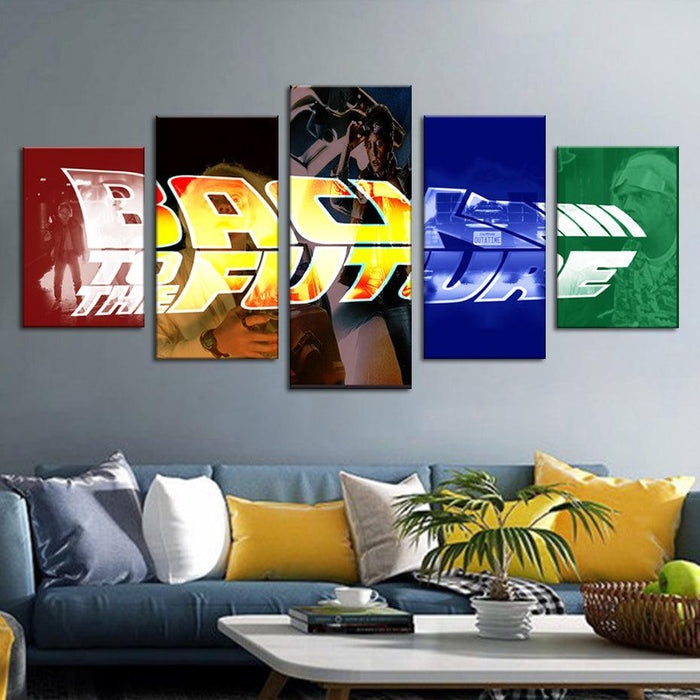 Back To The Future 5 Piece HD Multi Panel Canvas Wall Art Frame - Original Frame