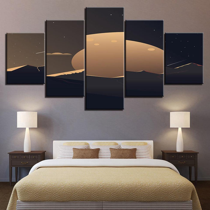 The Abstract Moon Of The Desert 5 Piece HD Multi Panel Canvas Wall Art Frame - Original Frame