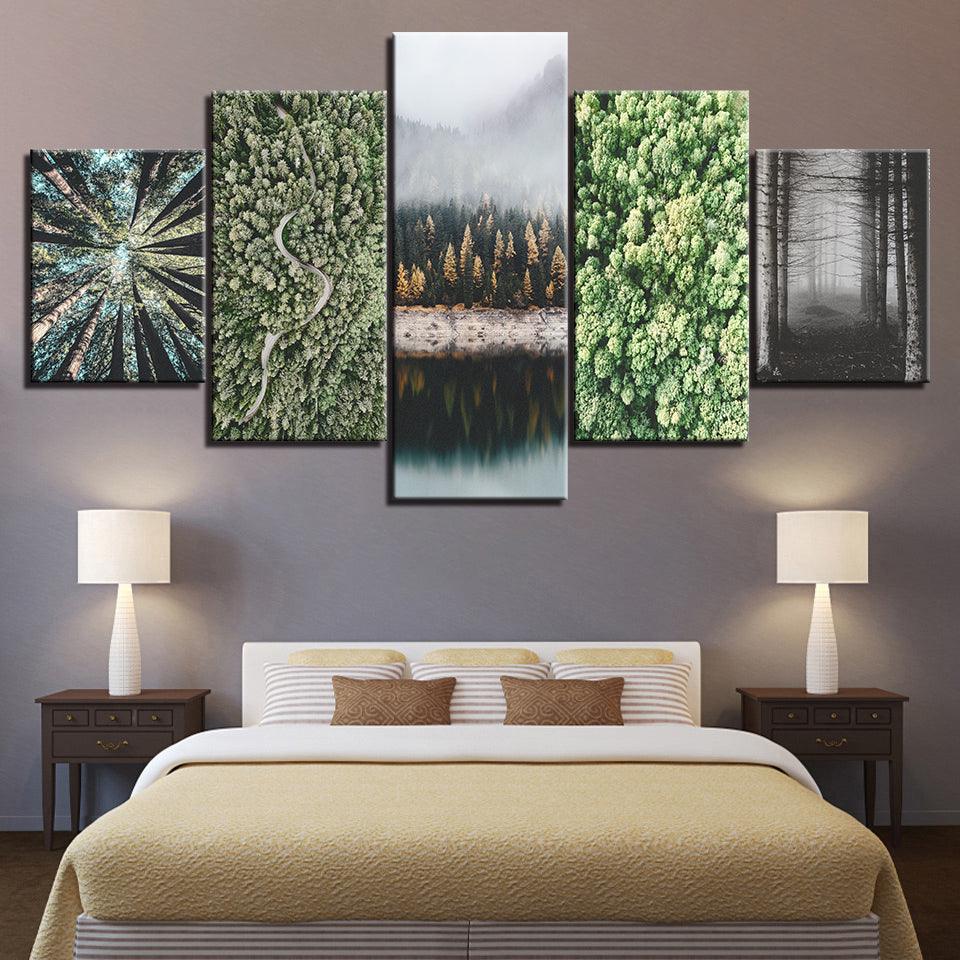 Evenings In The Woods Collection 5 Piece HD Multi Panel Canvas Wall Art Frame - Original Frame