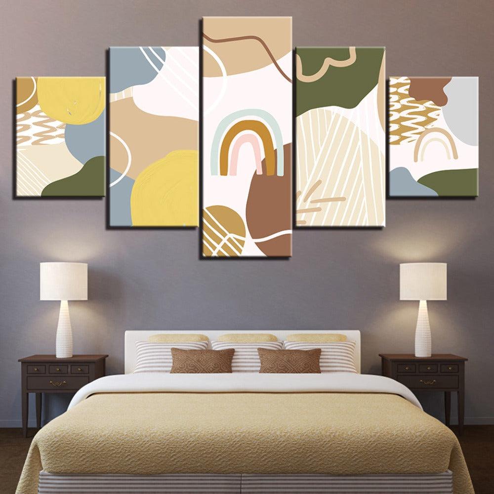 The Abstract Rainbow 5 Piece HD Multi Panel Canvas Wall Art Frame - Original Frame