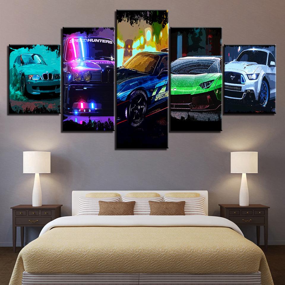 The Elite Racing Cars 5 Piece HD Multi Panel Canvas Wall Art Frame - Original Frame