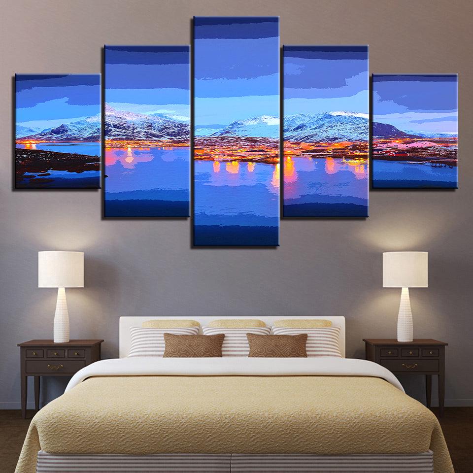 Morning In Antartica Collection 5 Piece HD Multi Panel Canvas Wall Art Frame - Original Frame