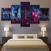 The Neon City Light 5 Piece HD Multi Panel Canvas Wall Art Frame - Original Frame