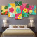 Tropical Leaves Of Summer 5 Piece HD Multi Panel Canvas Wall Art Frame - Original Frame