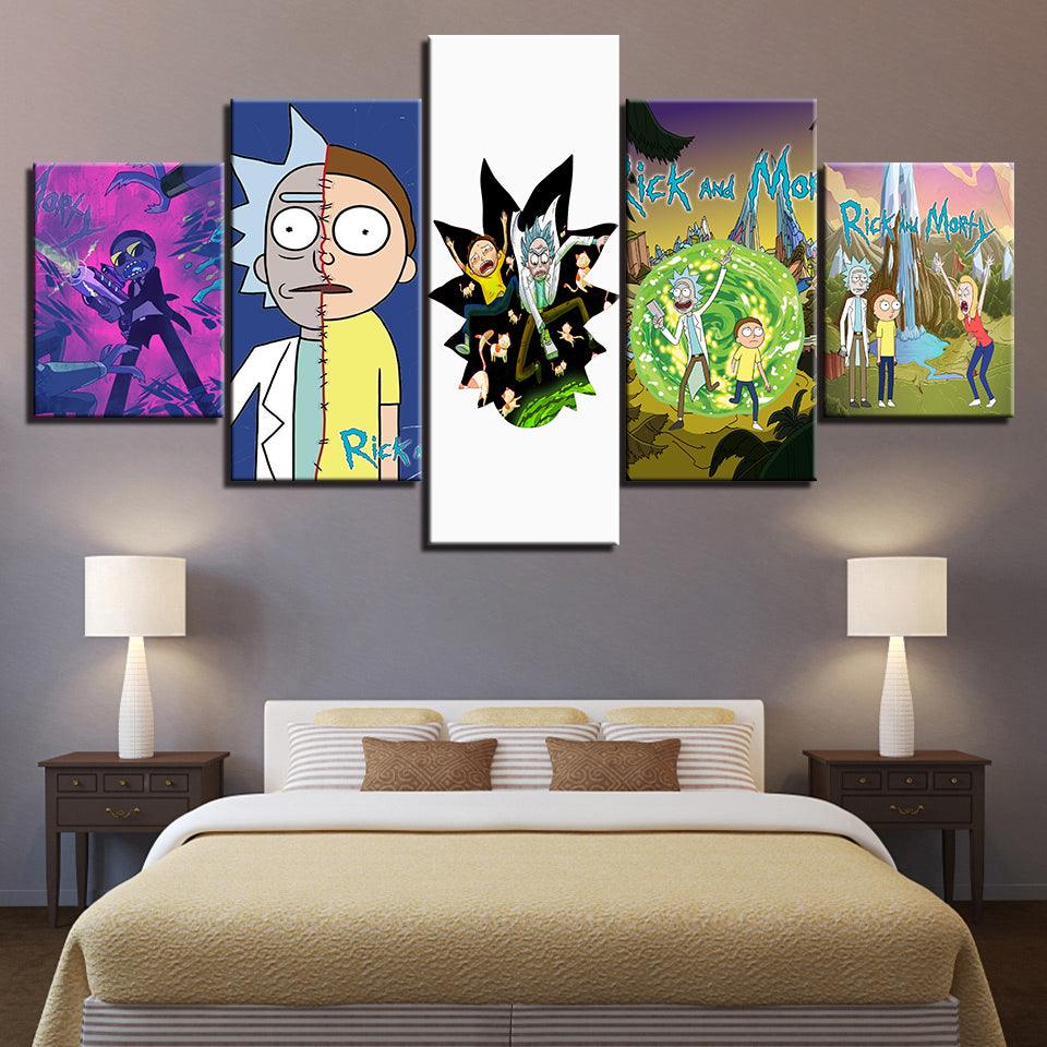 Rick And Morty 5 Piece HD Multi Panel Canvas Wall Art Frame - Original Frame