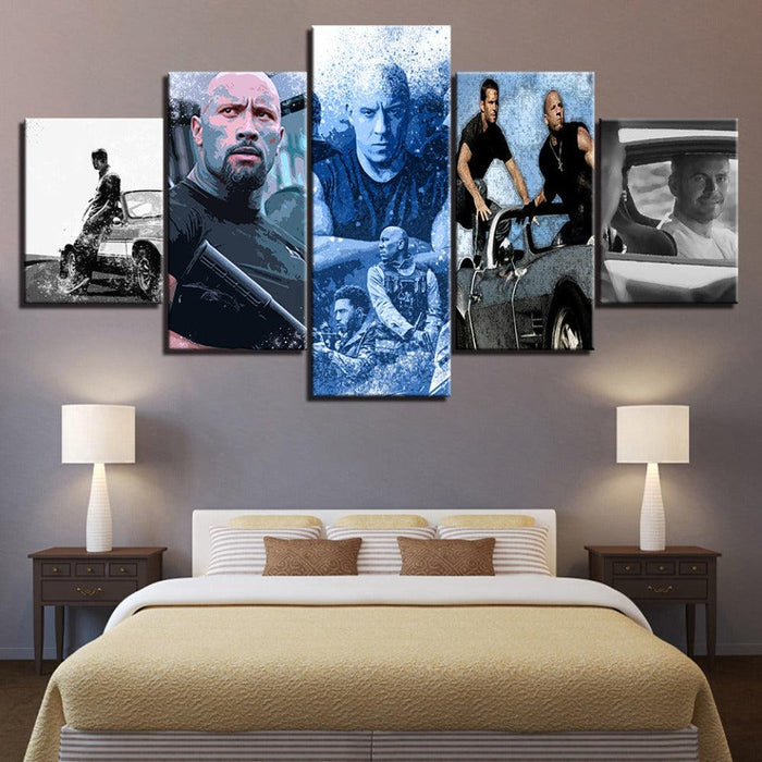 Fast And The Furious 5 Piece HD Multi Panel Canvas Wall Art Frame - Original Frame