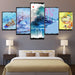 The Abstract Japanese Collection 5 Piece HD Multi Panel Canvas Wall Art Frame - Original Frame