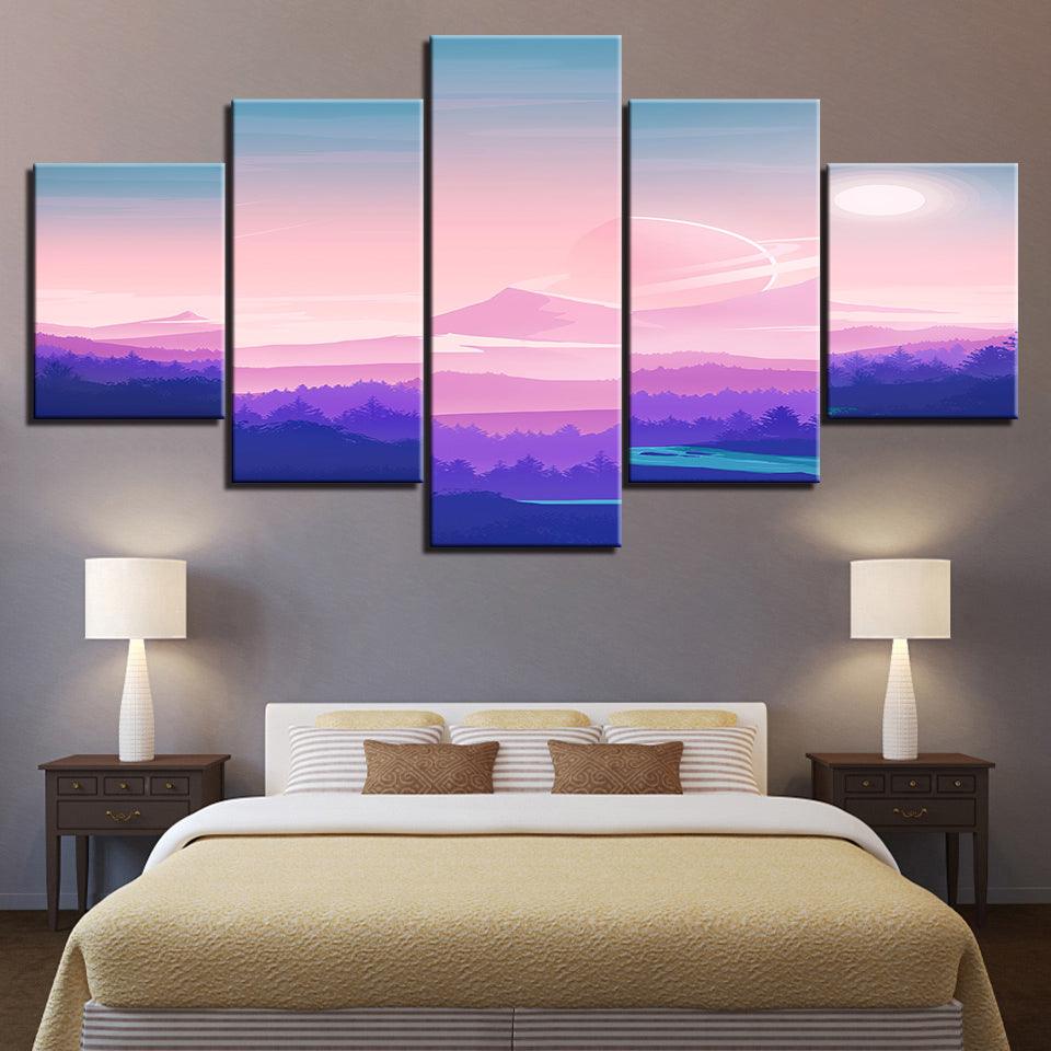 The Pink Collection 5 Piece HD Multi Panel Canvas Wall Art Frame - Original Frame