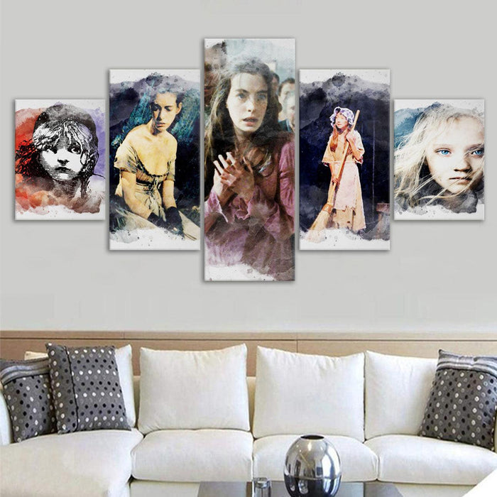 Les Miserables 5 Piece HD Multi Panel Canvas Wall Art Frame - Original Frame