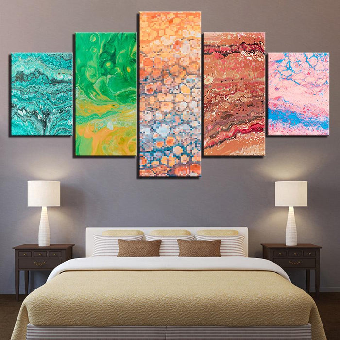 Abstract Colours Collection 5 Piece HD Multi Panel Canvas Wall Art Frame - Original Frame