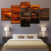 An Orange Evening In Town Collection 5 Piece HD Multi Panel Canvas Wall Art Frame - Original Frame