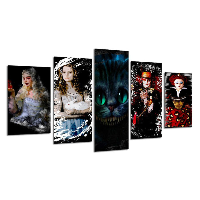 Alice In Wonderland 5 Piece HD Multi Panel Canvas Wall Art Frame - Original Frame