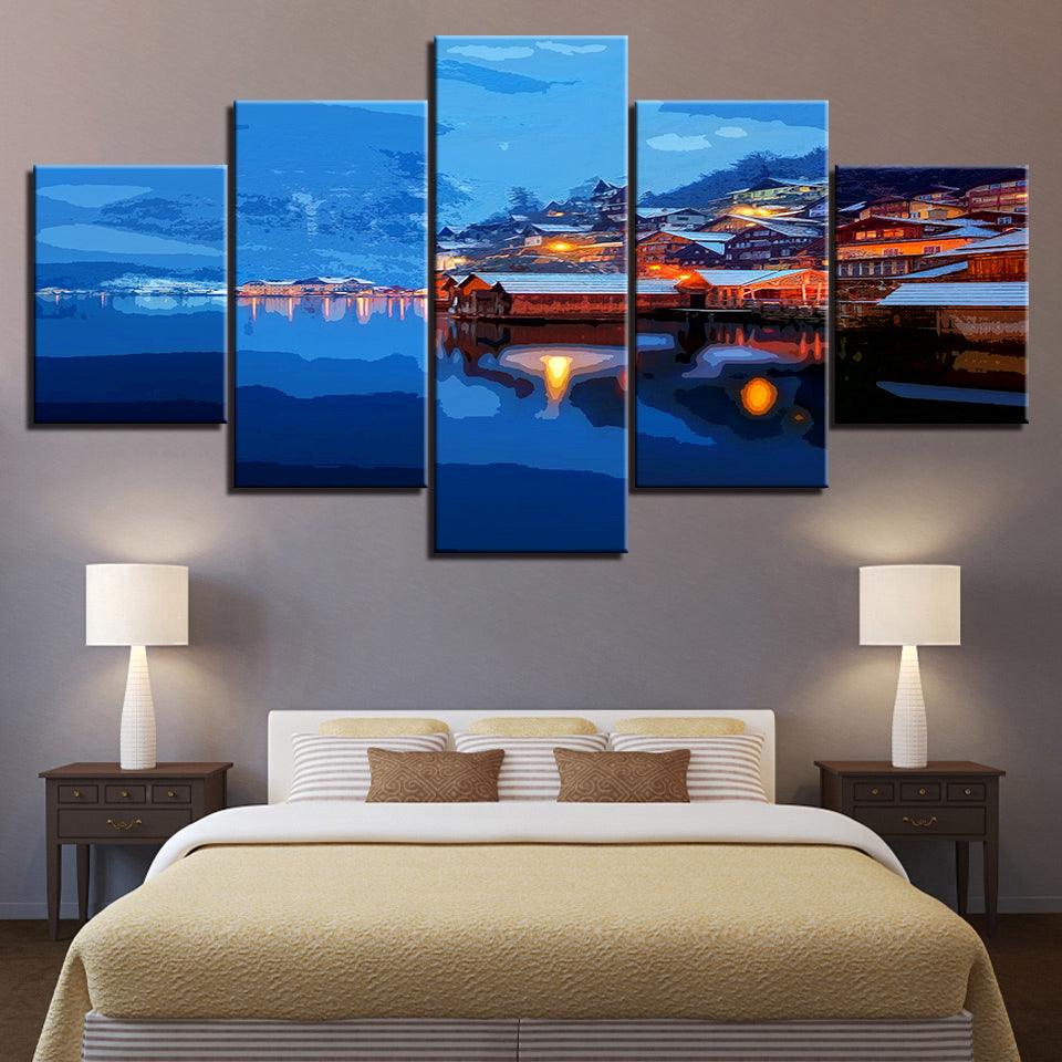 The Cold Loving Sunrise Collection 5 Piece HD Multi Panel Canvas Wall Art Frame - Original Frame