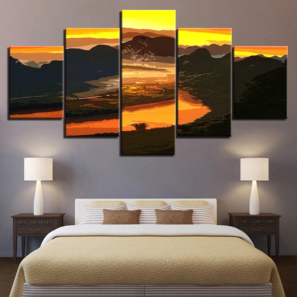 The Black Mountains Collection 5 Piece HD Multi Panel Canvas Wall Art Frame - Original Frame