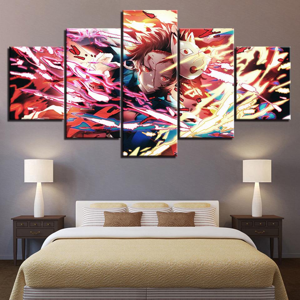 Demon Slayer Anime HD Multi Panel Canvas Wall Art Frame - Original Frame