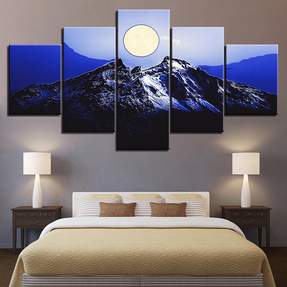 A Magical Full Moon Collection 5 Piece HD Multi Panel Canvas Wall Art Frame - Original Frame
