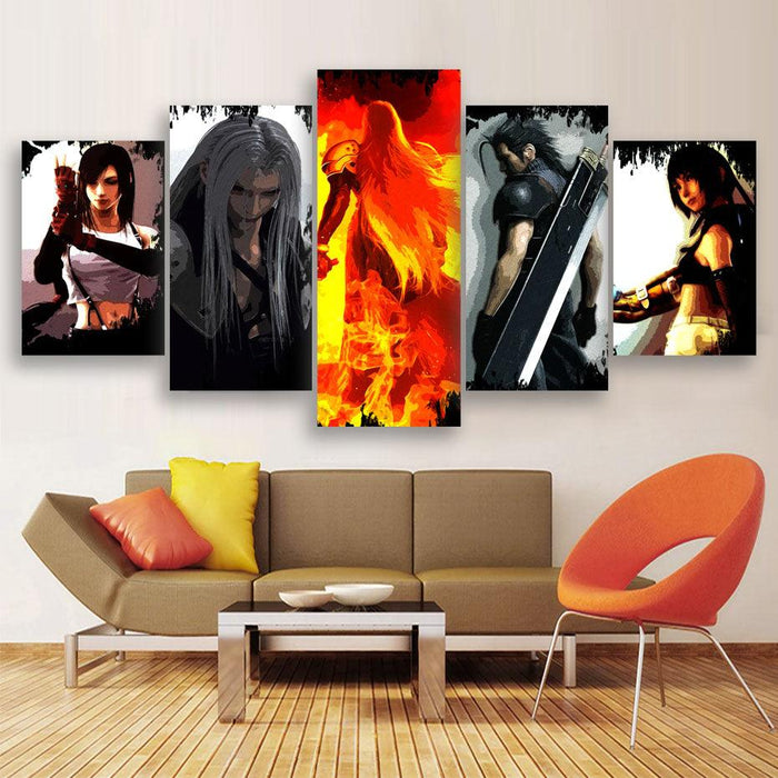 Final Fantasy 5 Piece HD Multi Panel Canvas Wall Art Frame - Original Frame