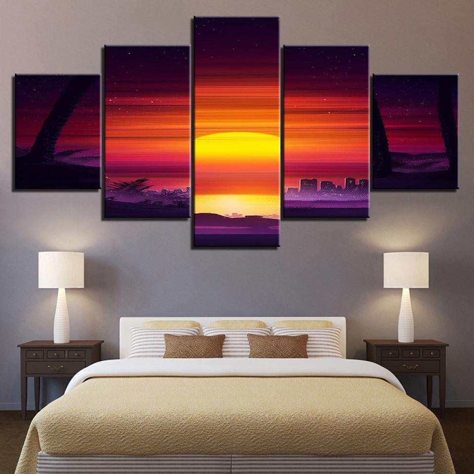 The Mighty Sunrise Collection 5 Piece HD Multi Panel Canvas Wall Art Frame - Original Frame