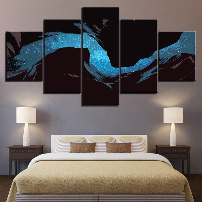 The Abstract River Collection 5 Piece HD Multi Panel Canvas Wall Art Frame - Original Frame