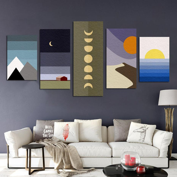 Abstract Sky Digital Art 5 Piece HD Multi Panel Canvas Wall Art Frame - Original Frame