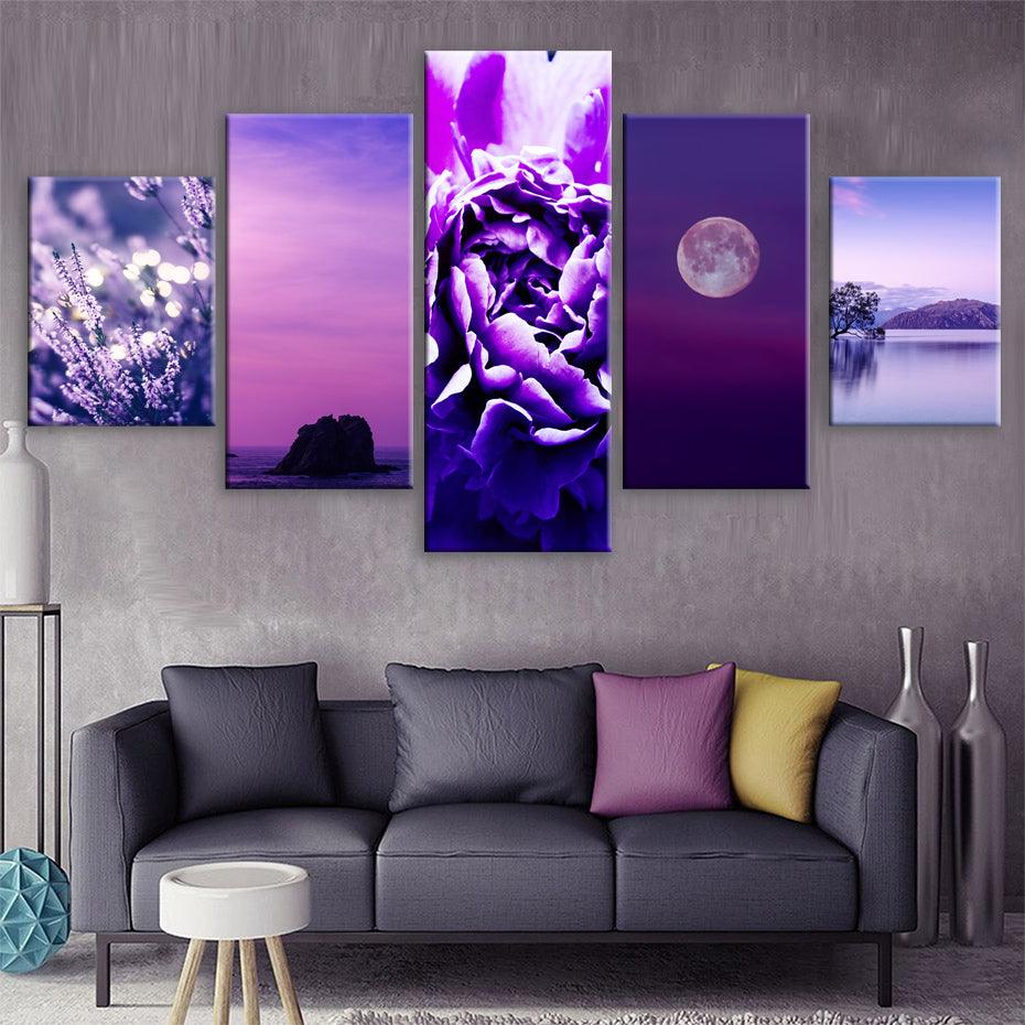 Very Peri Color 5 Piece HD Multi Panel Canvas Wall Art Frame - Original Frame