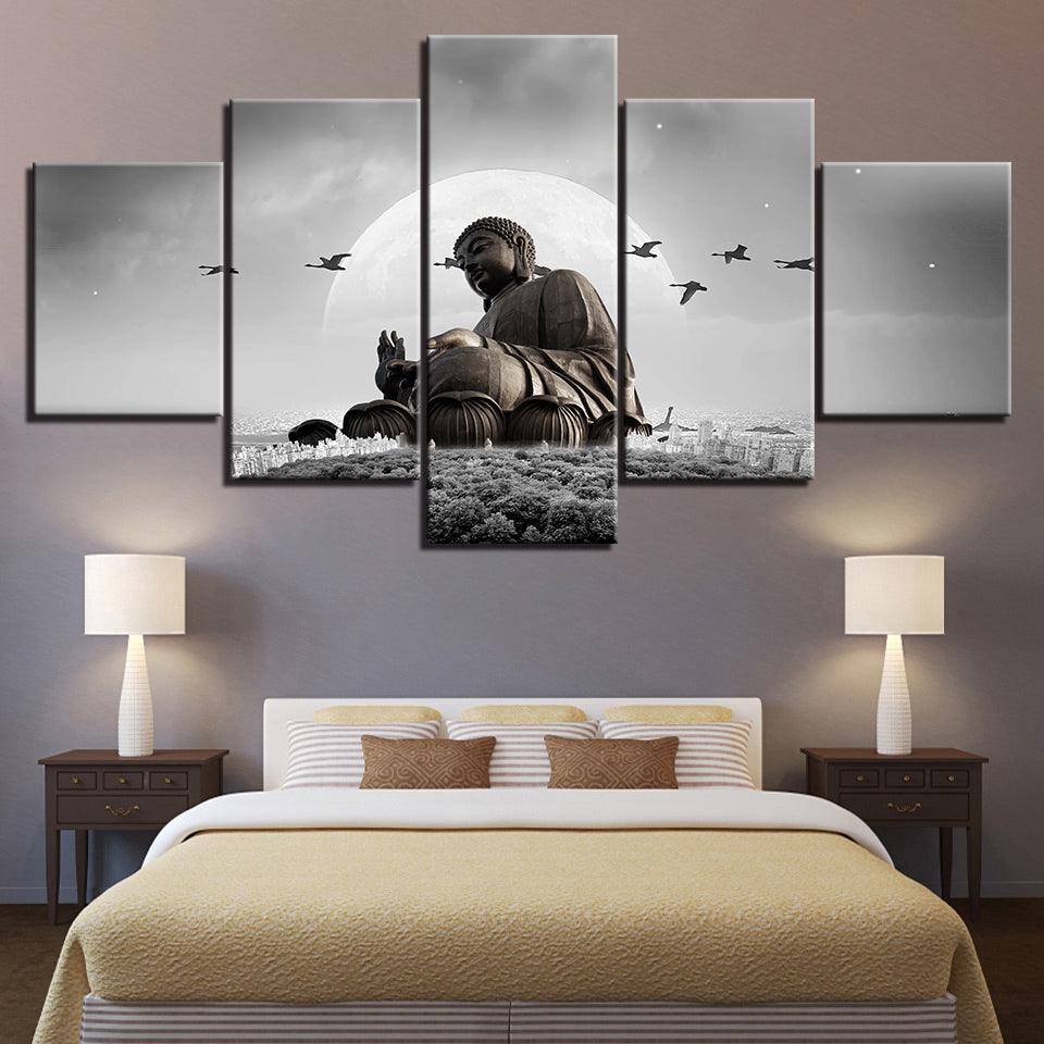 Buddha 5 Piece HD Multi Panel Canvas Wall Art Frame - Original Frame