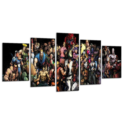 Street Fighters 5 Piece HD Multi Panel Canvas Wall Art Frame - Original Frame