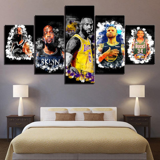 Players All Stars 5 Piece HD Multi Panel Canvas Wall Art Frame - Original Frame