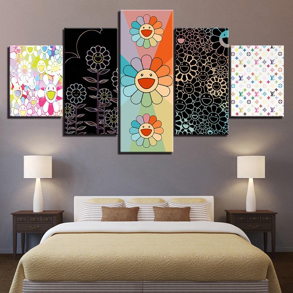 Flower Designs 5 Piece HD Multi Panel Canvas Wall Art Frame - Original Frame