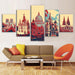 Famous Cathedrals Of Europe 5 Piece HD Multi Panel Canvas Wall Art Frame - Original Frame