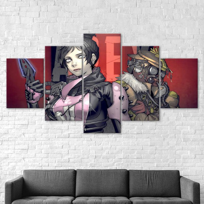 Apex Legends 5 Piece Red Super Heroes Print Wall Art Frames - Original Frame