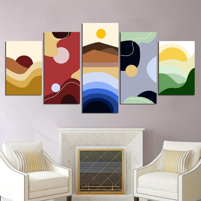 Abstract Scenery View 5 Piece HD Multi Panel Canvas Wall Art Frame - Original Frame