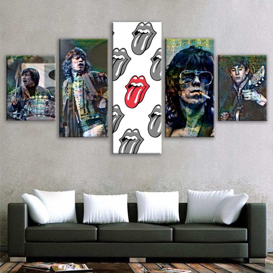 Rolling Stones 5 Piece HD Multi Panel Canvas Wall Art Frame - Original Frame