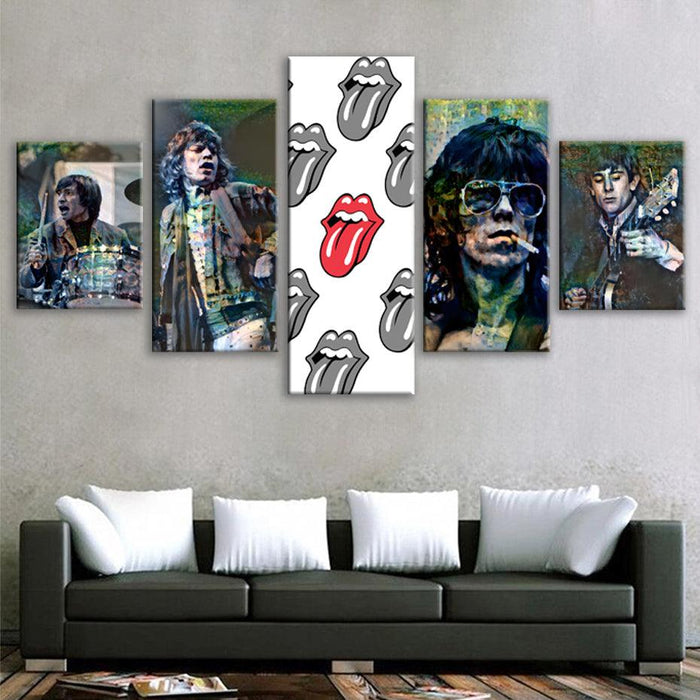 Rolling Stones 5 Piece HD Multi Panel Canvas Wall Art Frame - Original Frame